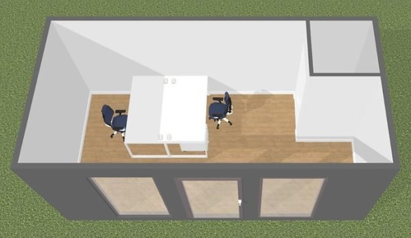 Container Bureau aménagé de 18 m2 avec Toilettes